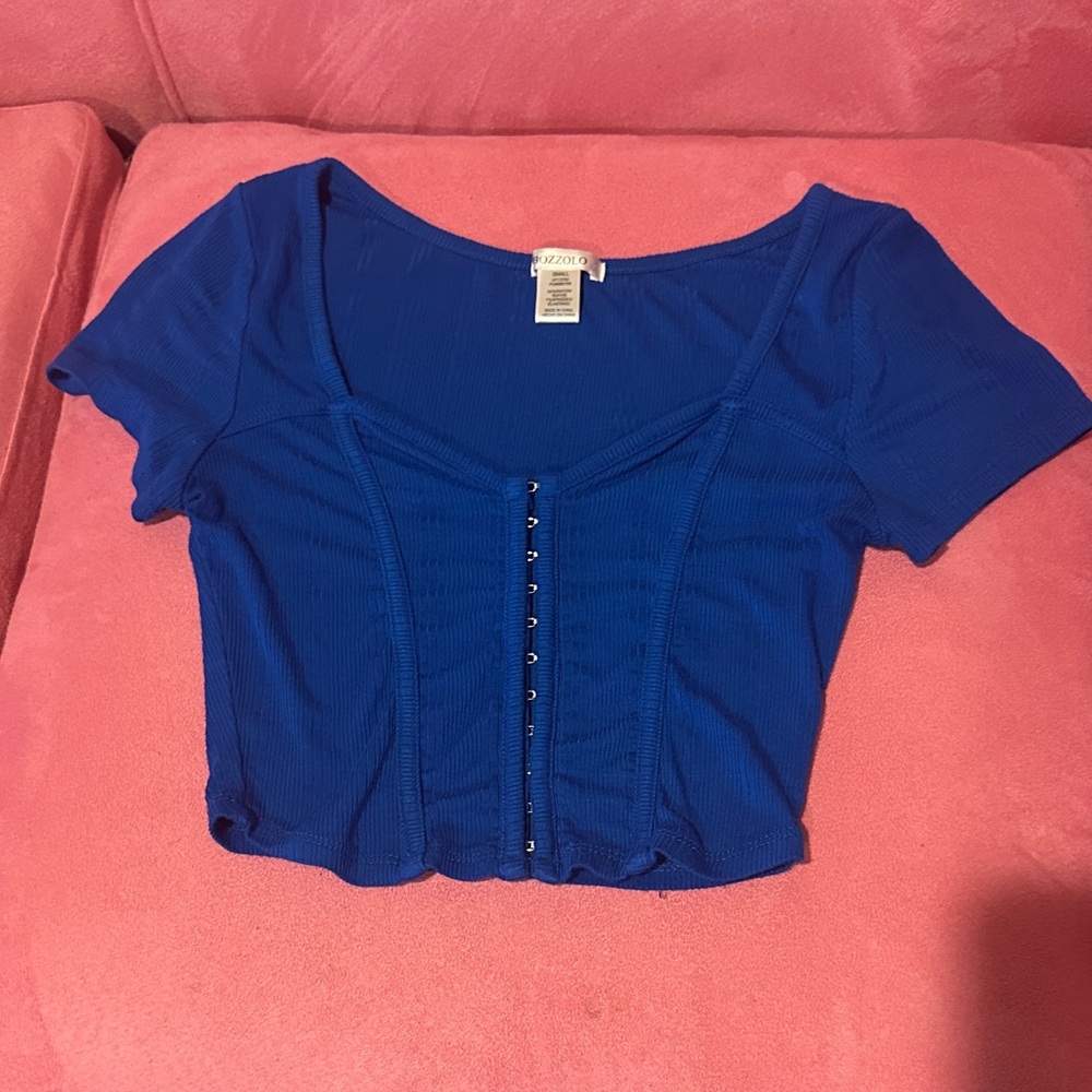 Bozzolo Women's Royal Blue Button-Front Blouse